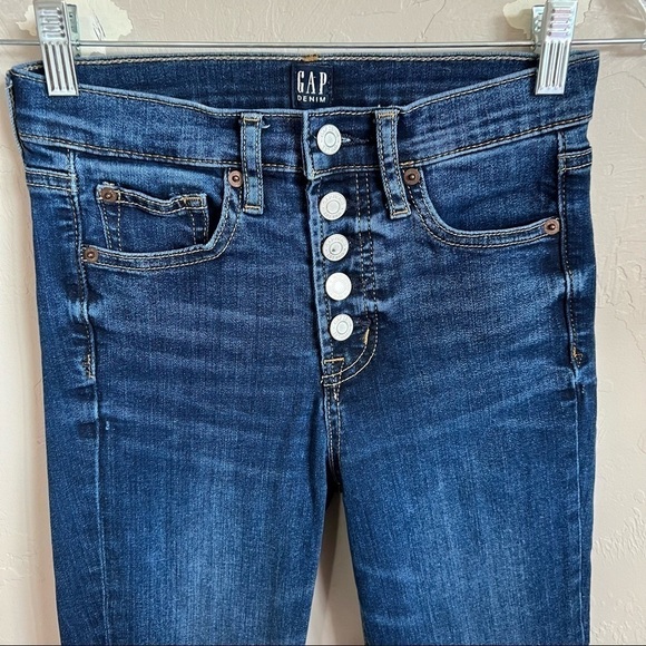 Gap True Skinny Exposed Button Fly Raw Hem Denim Jeans - Picture 3 of 9